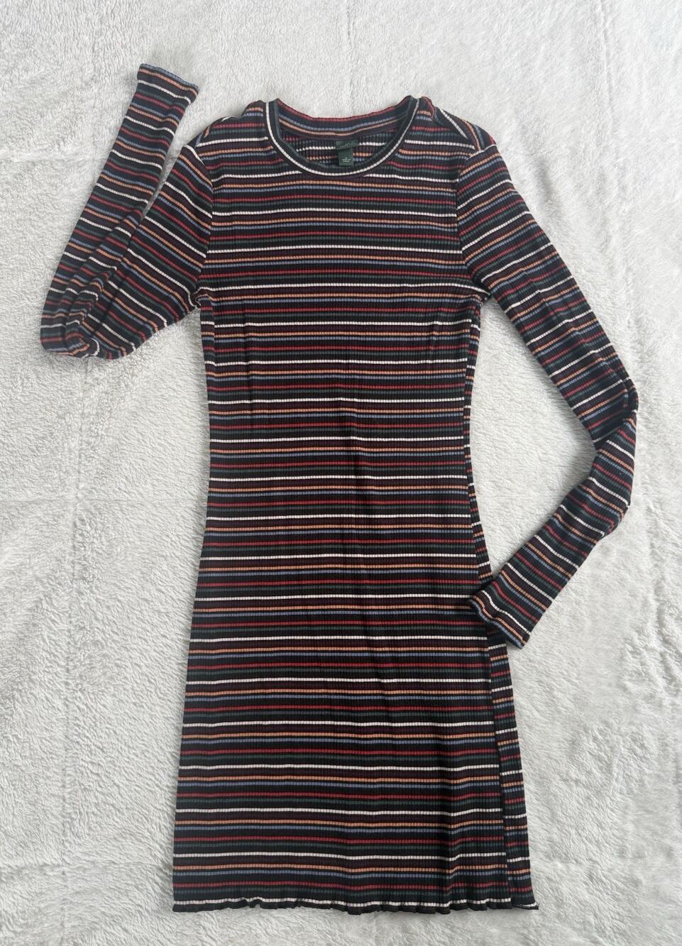 Wild Fable Juniors Striped Stretch Sweater Dress Small Fall Comfy